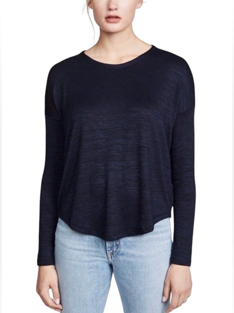 NWT rag & bone Heathered Navy Hudson Long Sleeve Tee - Sz L